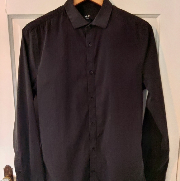 H&M Long sleeve button down black sz medium - Picture 3 of 8